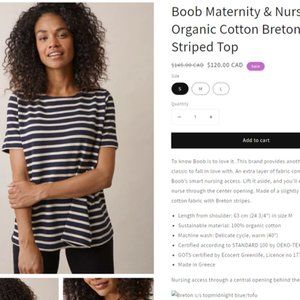 BOOB Maternity and Nursing T-Shirt (Medium) Striped